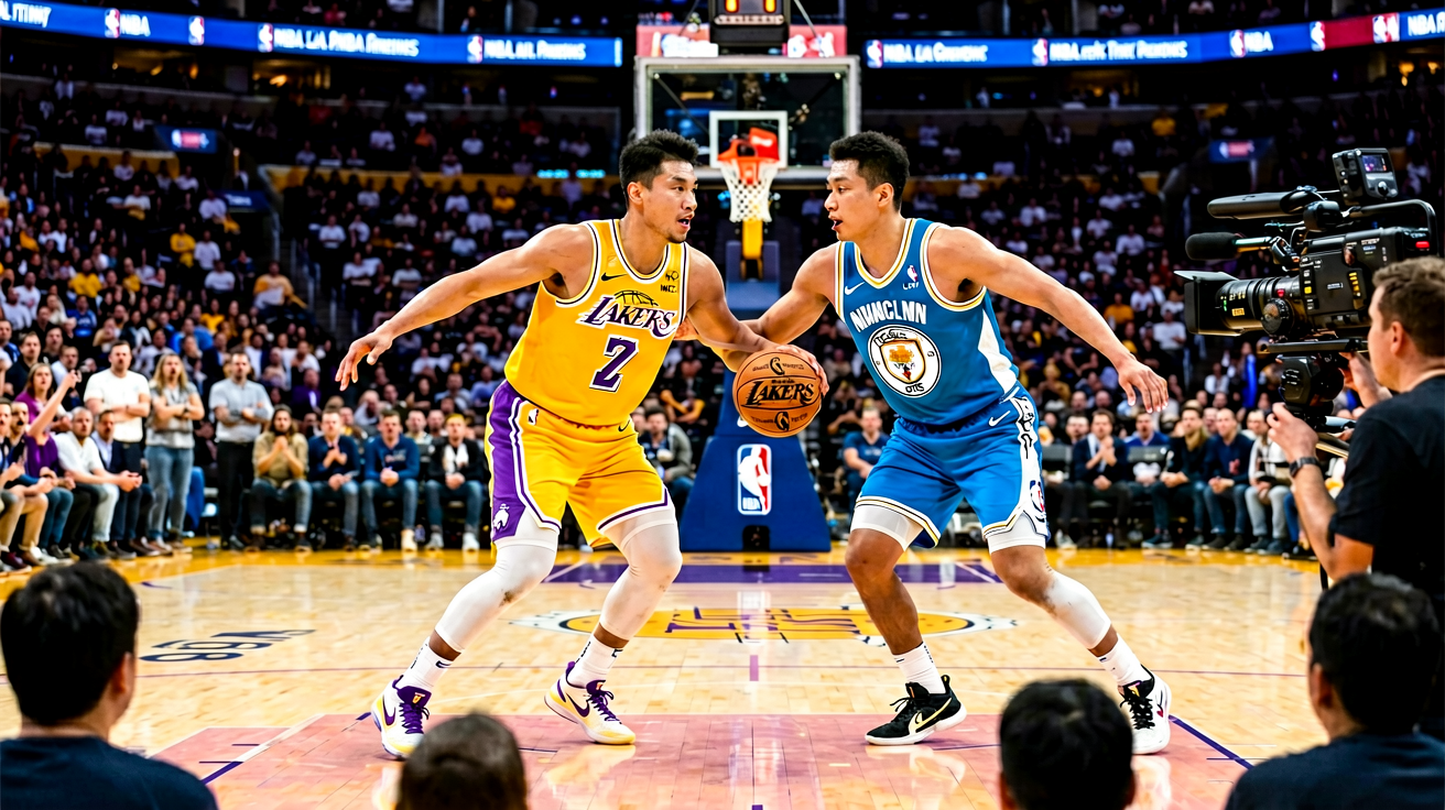 NBA篮球比赛湖人对阵勇士的激烈对抗